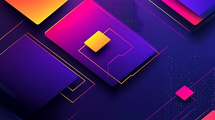 Poster - Gradient Colored Geometric Shapes Displayed In Modern Digital Art