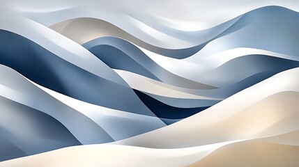 Poster - Abstract Wave Forms in Pastel Colors and Gentle Shadows