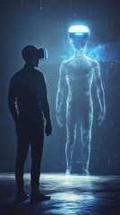 Poster - Person in VR headset interacting with holographic figure