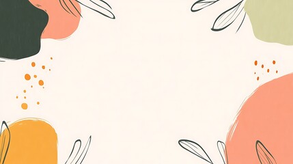 Poster - Simple artistic background with abstract shapes and minimal floral designs