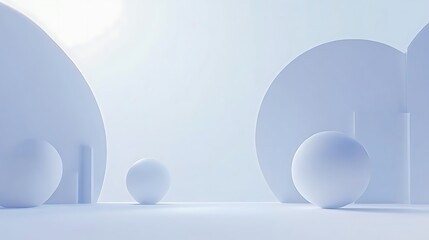 Poster - Simple abstract composition with geometric shapes and spheres displayed