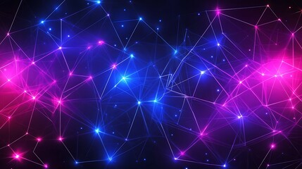 Poster - Brilliant network of lights and lines over a dark background