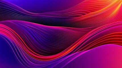 Poster - Abstract wavy lines of vibrant colors form elegant patterns