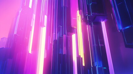 Poster - Illuminated abstract structures with vibrant color gradients in a futuristic scene
