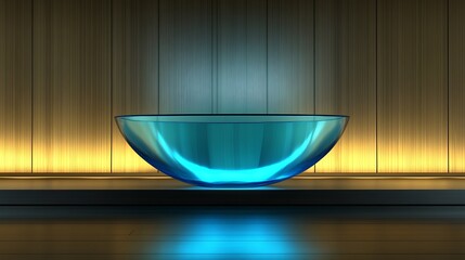Poster - A glowing glass bowl sitting atop a wooden surface