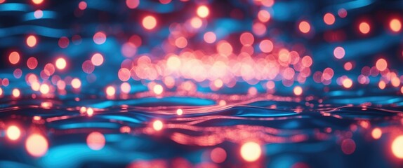 Poster - Abstract bokeh background with blue and red lighting creating a colorful textured surface in a blurred effect