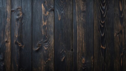 Poster - blackened wooden surface with textured panels showing natural grain patterns and knots in a horizont