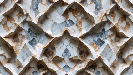 Poster - Intricate marble wall pattern with natural veining and textured surface in shades of white, gray, and gold tones.