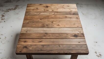 Poster - Top view of rustic wooden table with natural grain pattern and texture on a neutral background