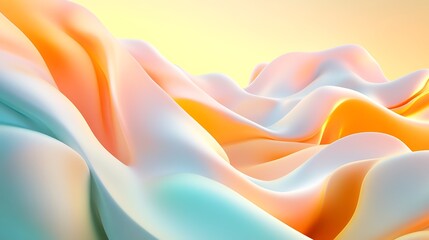 Poster - Abstract rendering of colorful smooth fabric waves in a composition