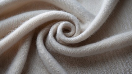 Poster - Close-up of soft white fabric in swirling pattern with fine texture and natural fibers. Ideal for textile or fashion backgrounds.