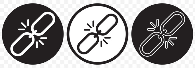 Poster - Set of black chain link icons in different styles, representing connection, hyperlinks, and attachment concepts. EPS 10. 
