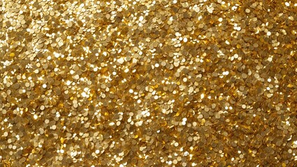 Poster - Golden glittering sequins background texture with shiny reflective surfaces for decorative purposes.