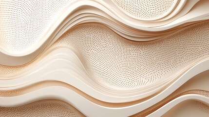 Poster - Beige colored abstract curves and surfaces with dotted textures
