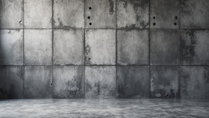 Poster - Concrete wall texture with industrial design featuring large panels and visible imperfections in gray tones