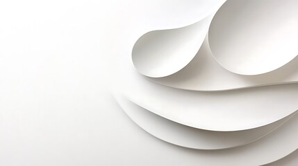 Poster - White Paper Swirls Displaying Layers and Creating Interesting Abstract Shapes