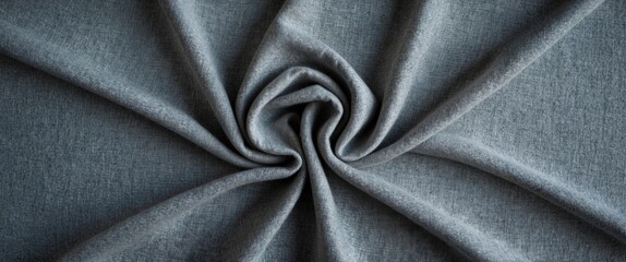 Poster - Gray fabric textile with twisting pattern forming spiral design for use in fashion and interior design backgrounds