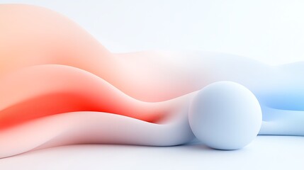 Poster - A Smooth Abstract Composition Featuring a White Sphere and Colored Swirls