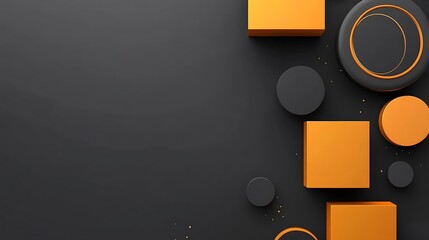 Poster - Abstract Shapes of Orange and Black on a Dark Background