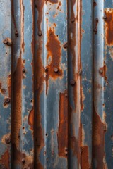 Wall Mural - Rusty metal surface with peeling paint and corrosion on steel panels for industrial textures and backgrounds