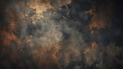 Wall Mural - Grunge textured background with dark and light tones featuring brown, gold, and blue hues for abstract design projects.