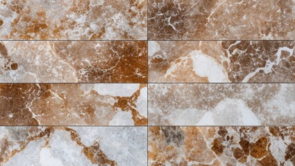 Poster - Brown and white marble tile texture background with natural patterns and variations in color and shading