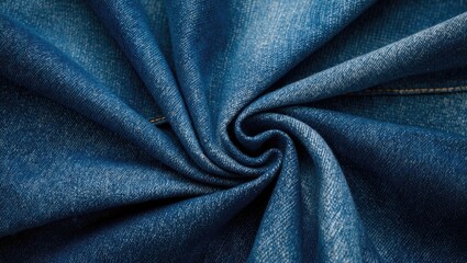 Poster - Blue denim fabric in a swirling pattern with a textured surface close-up shot.