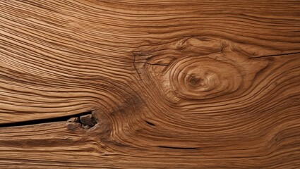 Poster - Close-up of textured wooden surface with natural grain patterns and knots in warm brown tones