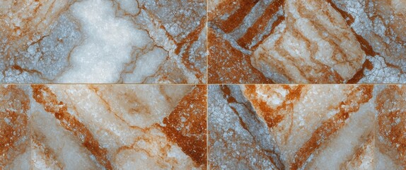 Poster - Abstract marble texture featuring orange and blue tones with swirls and veins, suitable for backgrounds or surface design.