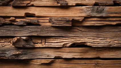 Poster - Textured wooden planks with natural variations and imperfections arranged horizontally in a layered pattern