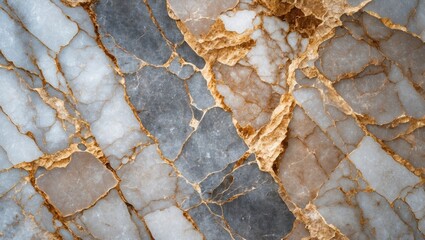 Poster - Multicolored marble texture with blue, gray, and golden veining natural stone surface for background or design use.