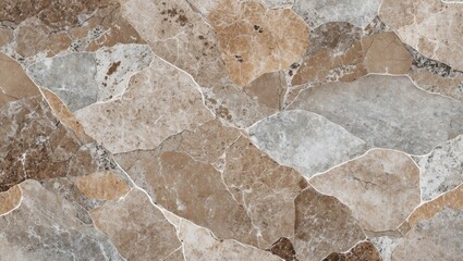 Poster - Textured surface of natural stone tiles in shades of brown, gray, and beige, suitable for interior and exterior design projects.