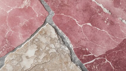 Poster - Textured marble surface featuring pink and beige stone patterns with distinctive veins and natural color variations.