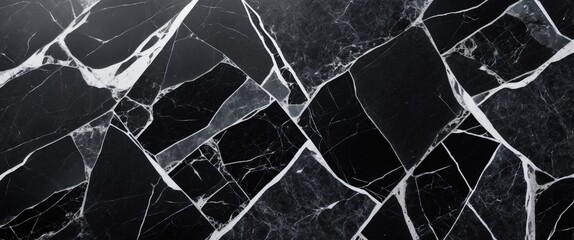 Poster - Black marble texture background with white veining natural stone surface detail close-up for design and decoration purposes