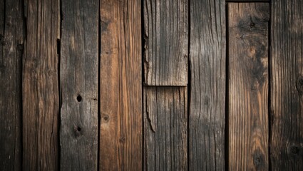 Poster - Textured wooden planks background with varying shades of brown and gray enhancing natural rustic appeal