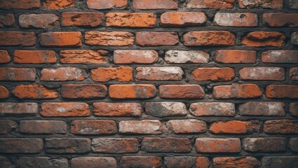 Poster - red and gray textured brick wall background with irregular patterns and weathered appearance