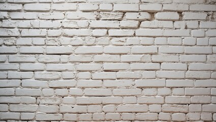 Poster - White painted brick wall texture with uneven surface and various imperfections in a minimalist design