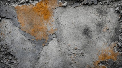Poster - Textured concrete wall with patches of orange and gray surface showing wear and weathering details