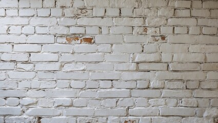Poster - White washed brick wall with uneven texture and slight variations in color and finish
