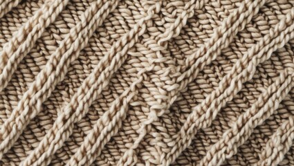 Poster - beige knitted fabric texture with raised diagonal lines and thick yarn pattern
