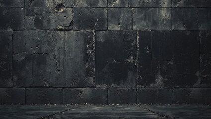 Poster - Dark textured wall with cracked surfaces and irregularities in a grunge style background. Suitable for industrial or urban themes.