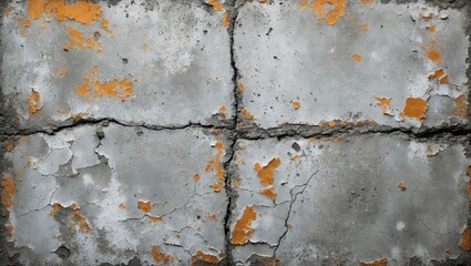 Poster - Weathered concrete wall texture with peeling paint and cracks showing signs of age and neglect.