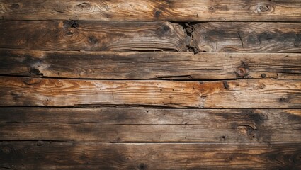 Poster - Dark weathered wooden surface with knots and grains showing, ideal for backgrounds or texture applications.