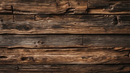 Poster - Close-up view of textured rustic wooden planks in varying shades of brown and gray with visible grain and weathered surface details