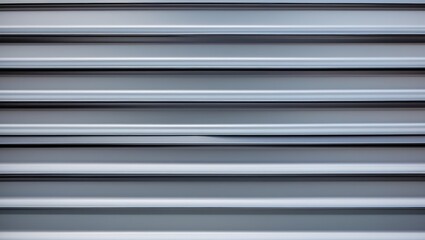 Poster - Metallic gray textured background with horizontal lines and shadows from a rolling shutter system or similar architectural feature