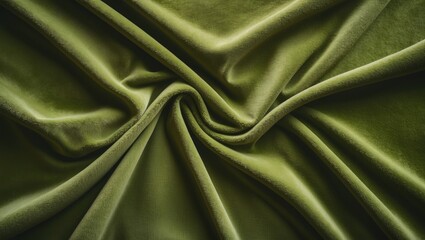 Poster - Green velvet fabric with smooth texture and soft folds creating an elegant and luxurious appearance in natural light