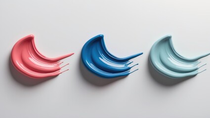 Poster - Colorful abstract paint strokes on white background in red blue and light blue hues