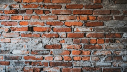 Poster - Textured brick wall featuring a mix of red and gray bricks with visible mortar and aged appearance.