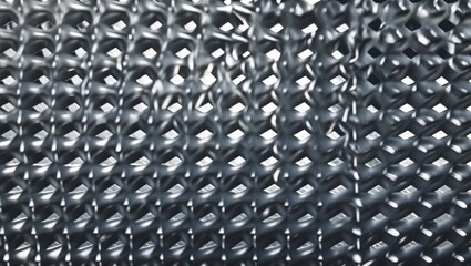 Poster - Metallic mesh surface with intricate geometric pattern and reflective properties, high detail and depth in design texture.