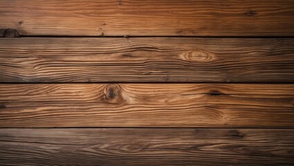 Poster - Textured wooden planks background in various shades of brown with visible grain and knots